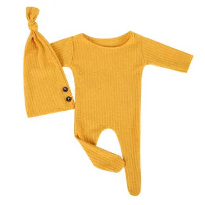 Newborn Solid Color Long Tail Cap Knitwear Long Sleeve Bodysuit