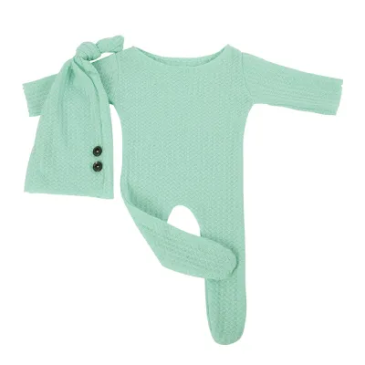 Newborn Solid Color Long Tail Cap Knitwear Long Sleeve Bodysuit