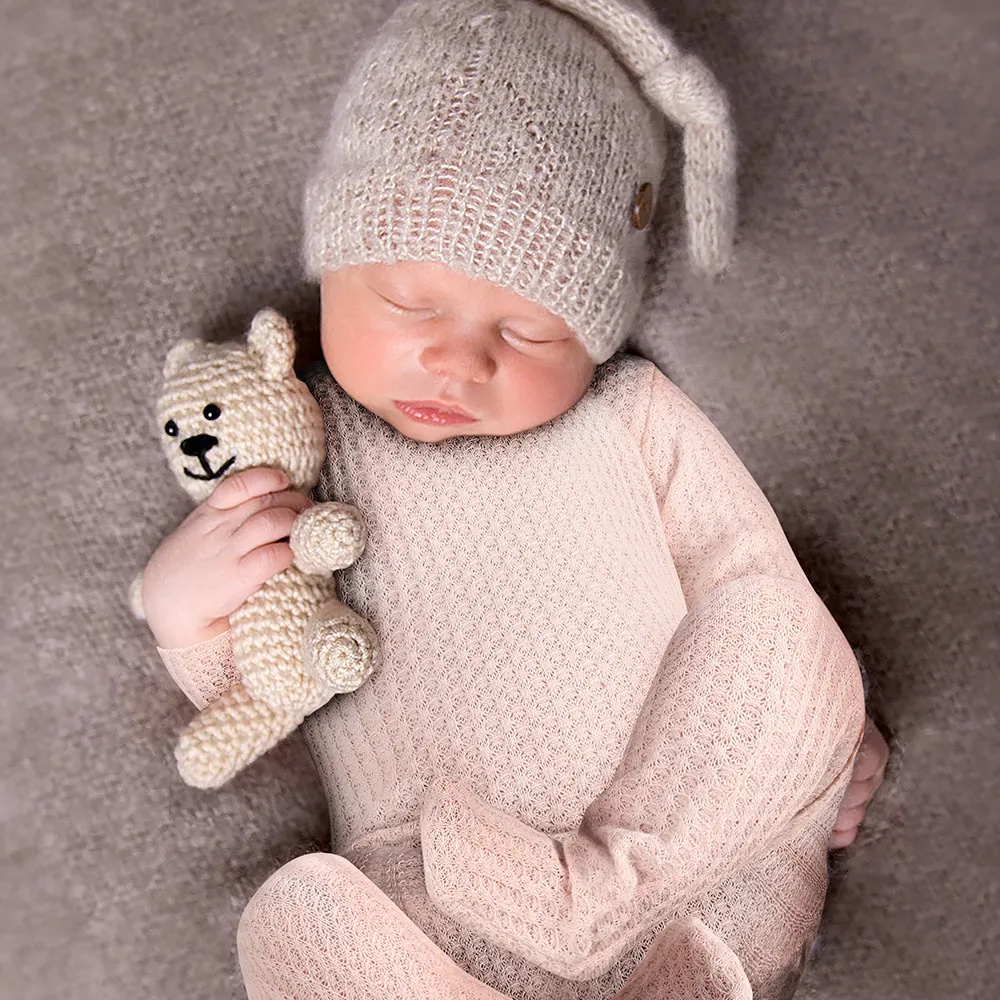 Newborn Solid Color Long Tail Cap Knitwear Long Sleeve Bodysuit