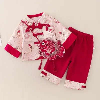 Kids Vintage Chinese Style Two-Piece Set