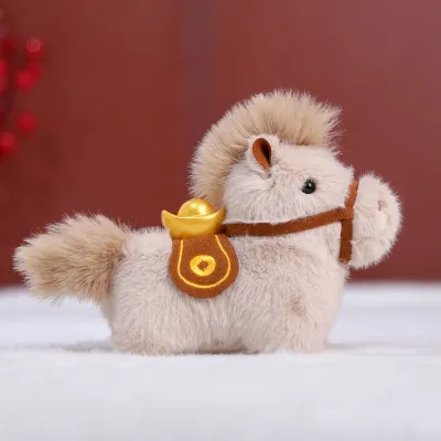 Horse Mascot Plush Toy Chinese New Year Gift Unisex Soft Plush Doll PP Cotton