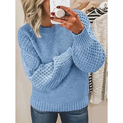Autumn Winter Women Twist Knit Sweater Slim Fit Pullover