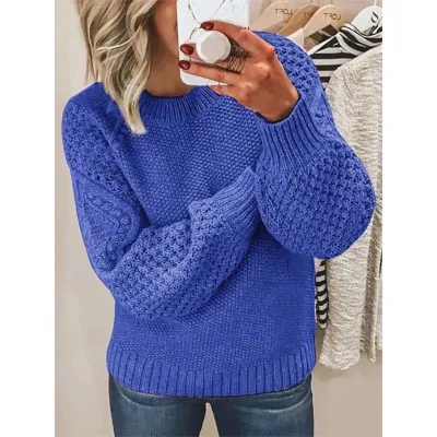 Autumn Winter Women Twist Knit Sweater Slim Fit Pullover