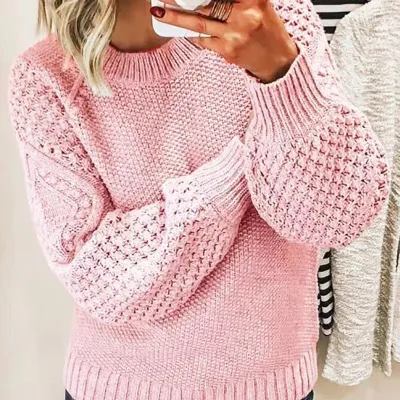 Autumn Winter Women Twist Knit Sweater Slim Fit Pullover