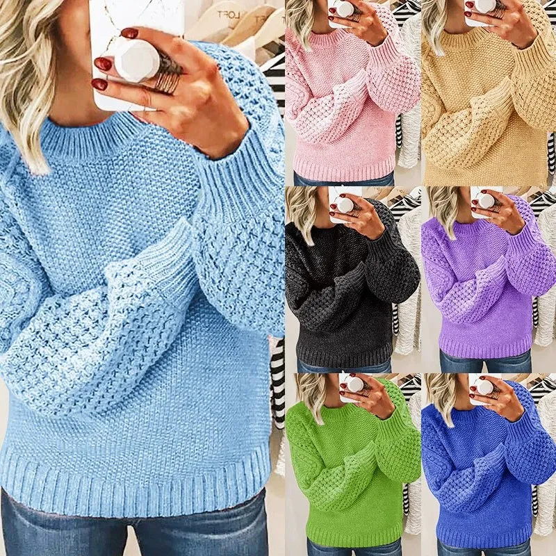Autumn Winter Women Twist Knit Sweater Slim Fit Pullover