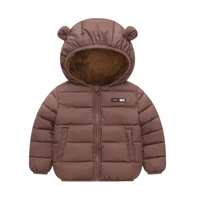 Kids Toddler Boys Girls Cute Solid Color Down Coat with Polyester Fiber Filler and Cotton Liner