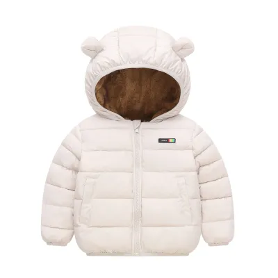 Kids Toddler Boys Girls Cute Solid Color Down Coat with Polyester Fiber Filler and Cotton Liner