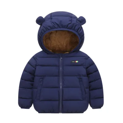 Kids Toddler Boys Girls Cute Solid Color Down Coat with Polyester Fiber Filler and Cotton Liner