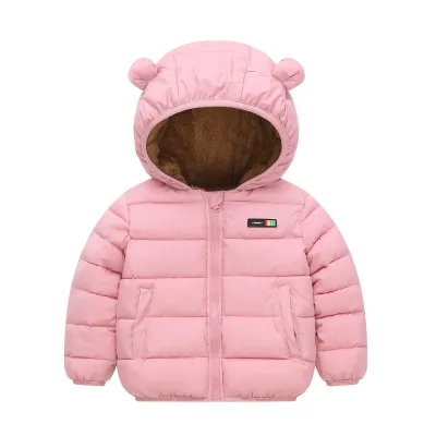 Kids Toddler Boys Girls Cute Solid Color Down Coat with Polyester Fiber Filler and Cotton Liner