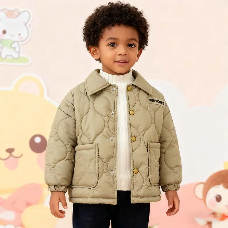Kids Toddler Boys Autumn Winter Long Sleeve Lapel Cotton Coat Single-Breasted