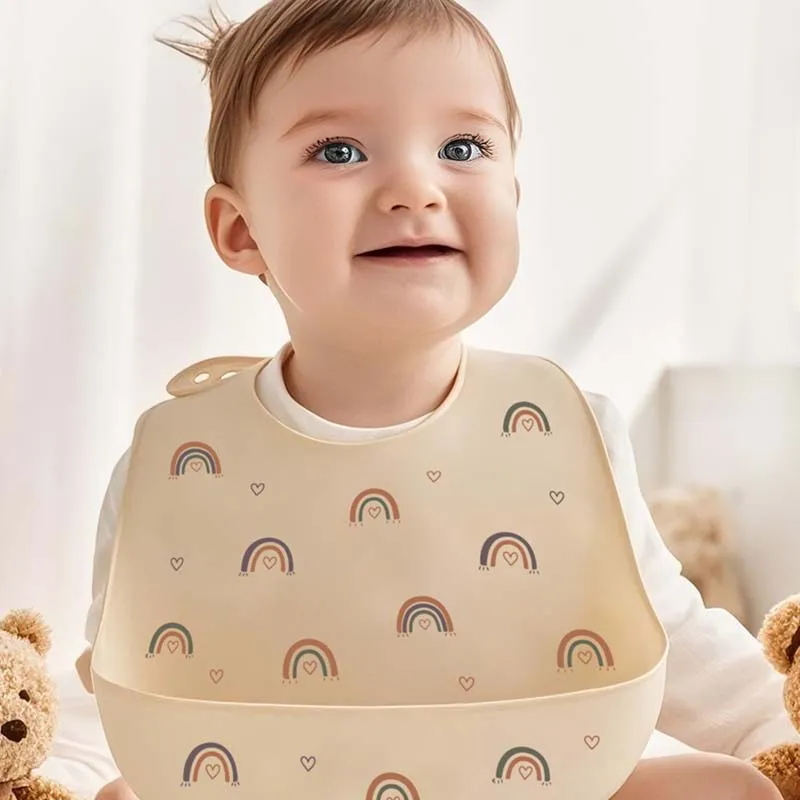 Baby Cute Print Silicone Burp Cloth Neutral Food Grade Silicone Cartoon Pattern