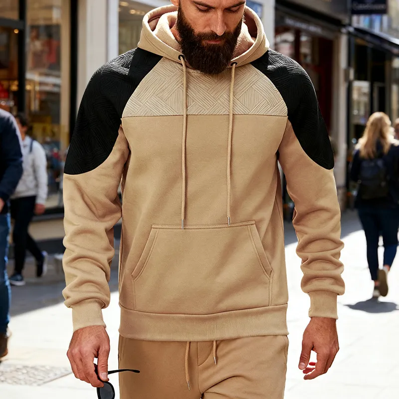 Men's Spring Autumn Casual Color Matching Long Sleeve Hoodie Pullover
