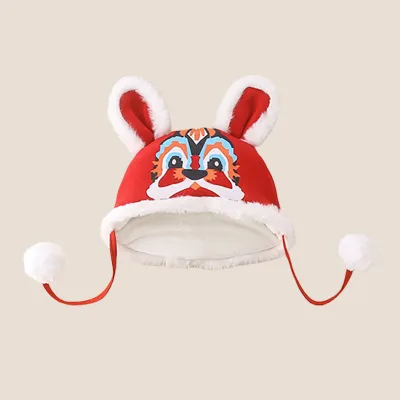 Baby Chinese Style Red New Year Thickened Windproof Cotton Hat