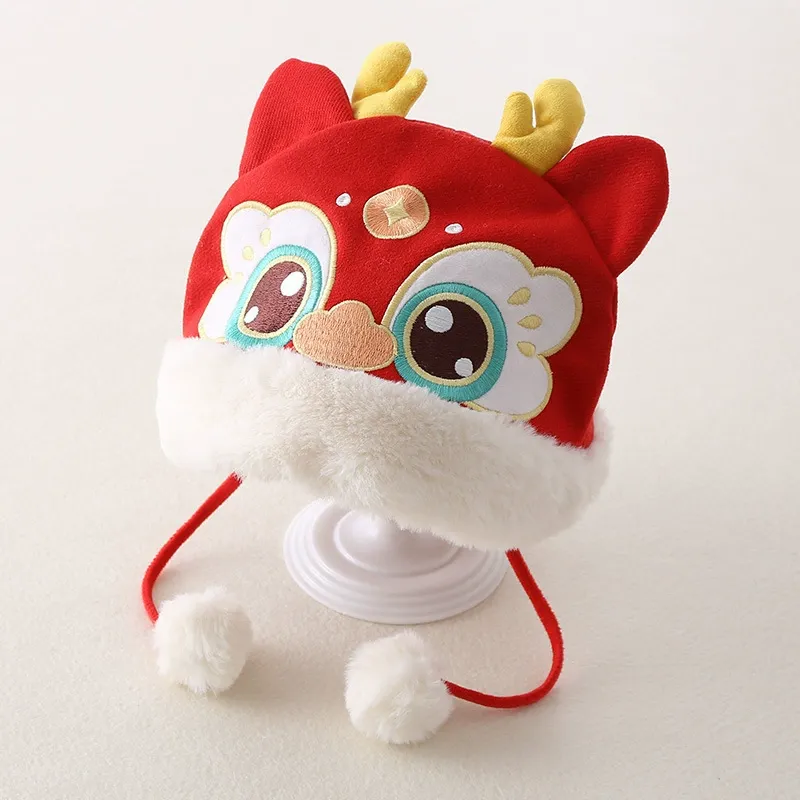 Baby Chinese Style Red New Year Thickened Windproof Cotton Hat