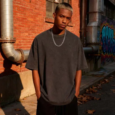 Men Casual Distressed Solid Color Short Sleeve T-Shirt