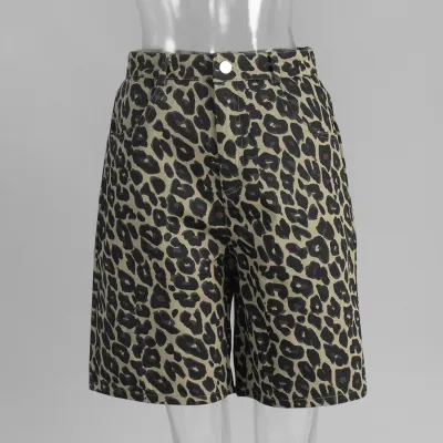 Women Cotton Leopard Printed Bermuda Shorts