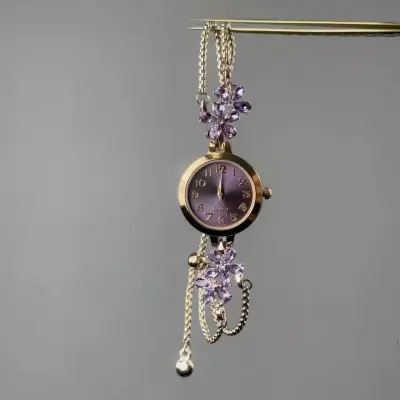 Antique Vintage Full Rhinestone Adjustable Bracelet Watch for Women Light Luxury Heart Geometric Alloy