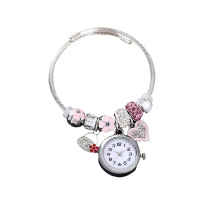 Antique Vintage Full Rhinestone Adjustable Bracelet Watch for Women Light Luxury Heart Geometric Alloy