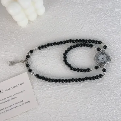 Antique Vintage Full Rhinestone Adjustable Bracelet Watch for Women Light Luxury Heart Geometric Alloy