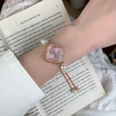 Antique Vintage Full Rhinestone Adjustable Bracelet Watch for Women Light Luxury Heart Geometric Alloy