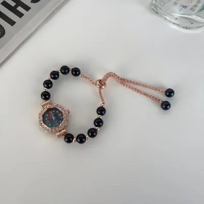 Antique Vintage Full Rhinestone Adjustable Bracelet Watch for Women Light Luxury Heart Geometric Alloy