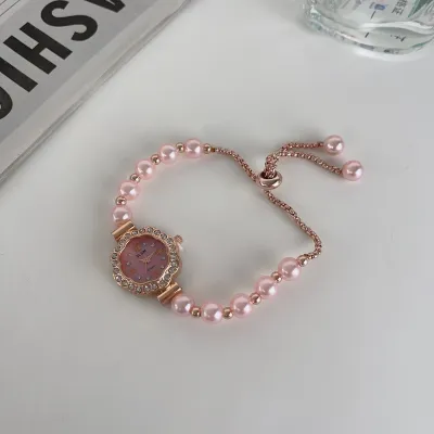 Antique Vintage Full Rhinestone Adjustable Bracelet Watch for Women Light Luxury Heart Geometric Alloy