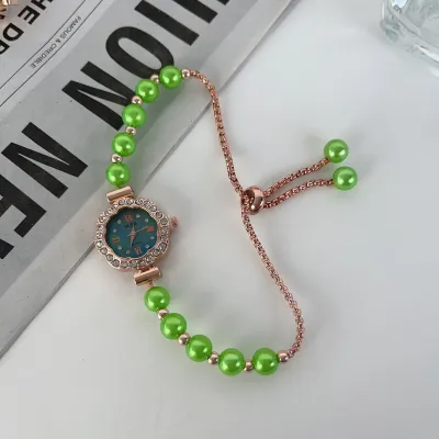 Antique Vintage Full Rhinestone Adjustable Bracelet Watch for Women Light Luxury Heart Geometric Alloy