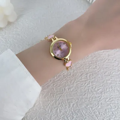 Antique Vintage Full Rhinestone Adjustable Bracelet Watch for Women Light Luxury Heart Geometric Alloy