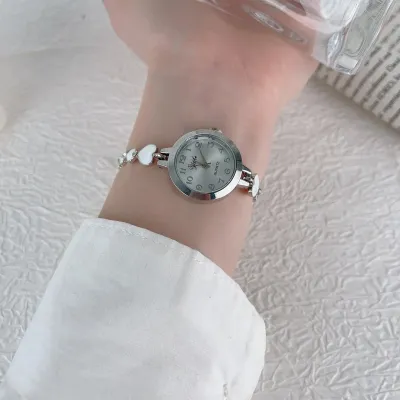 Antique Vintage Full Rhinestone Adjustable Bracelet Watch for Women Light Luxury Heart Geometric Alloy