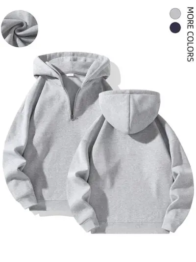 Women Unisex Autumn Winter Half Zipper Hoodie