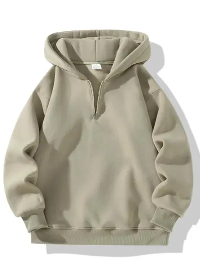 Women Unisex Autumn Winter Half Zipper Hoodie