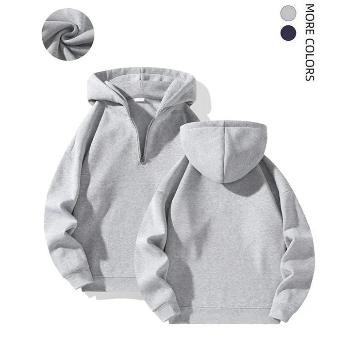 Women Unisex Autumn Winter Half Zipper Hoodie