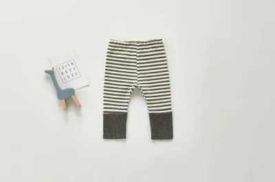 Baby Fashion Stripe Cotton Pants Long Neutral Mid-Waist