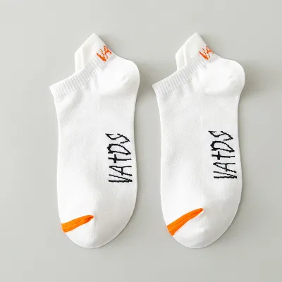 Men Summer Embroidered Candy Color Sneaker Socks Cotton Breathable