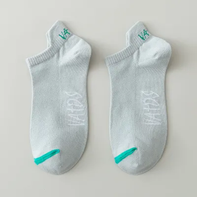 Men Summer Embroidered Candy Color Sneaker Socks Cotton Breathable
