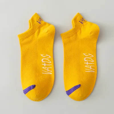 Men Summer Embroidered Candy Color Sneaker Socks Cotton Breathable