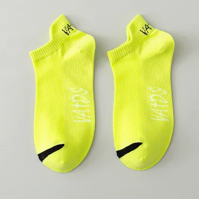 Men Summer Embroidered Candy Color Sneaker Socks Cotton Breathable