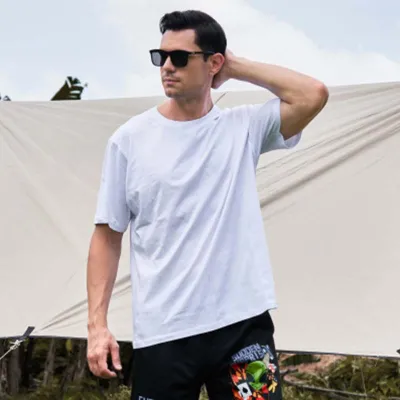 Men Casual Solid Color Plus Size Short Sleeve T-Shirt