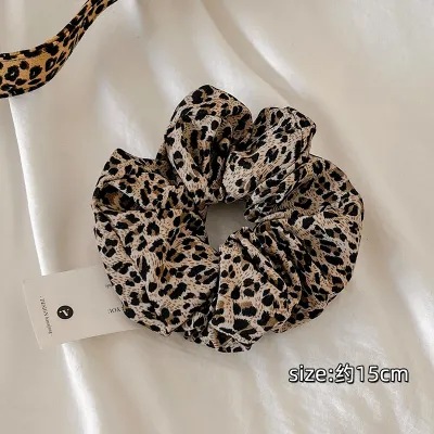 Vintage Leopard Large Scrunchie Hair Ring with High Elasticity
