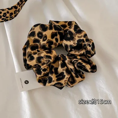 Vintage Leopard Large Scrunchie Hair Ring with High Elasticity