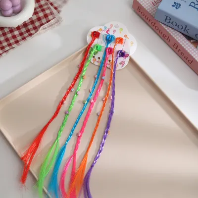 Kids Cute Multicolor Wig Hair Clip Bow Hairpin