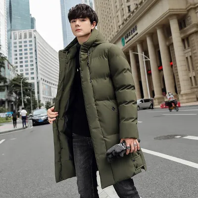Men Loose Hooded Cotton-Padded Jacket Multi-Pocket Cardigan Warm Coat