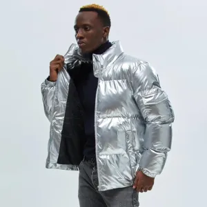 Men Winter Solid Color Stand Collar Long Sleeve Thickening Loose Coat