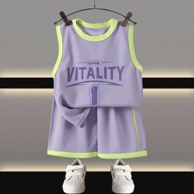 Kids Boys Girls Sports Alphabet Tank Top Shorts Sets 2-Piece