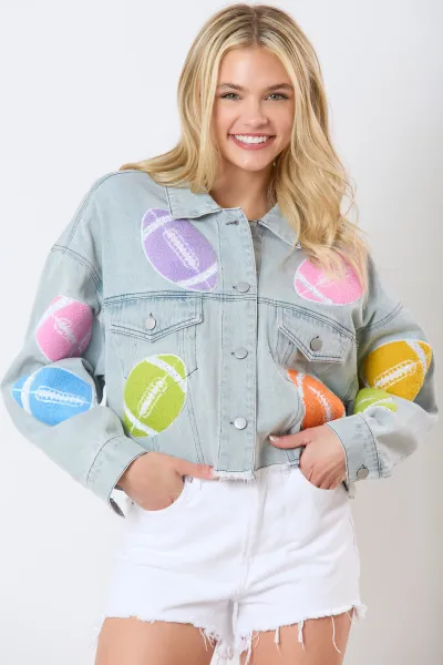Women Spring Three-Dimensional Flower Decorative Denim Jacket