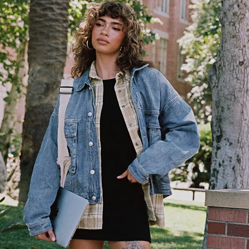 Women Cargo Retro Classic Loose Denim Jacket