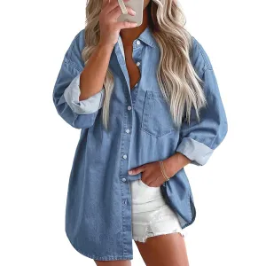 Fashion Women Denim Button-Up Shirt