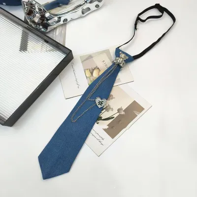 New Denim Arrow Tie for Boy Girl Neutral Trendy Medium Width