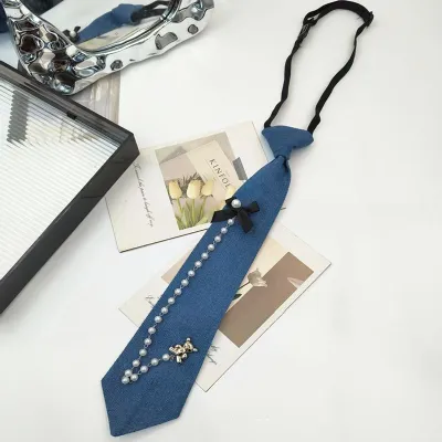 New Denim Arrow Tie for Boy Girl Neutral Trendy Medium Width
