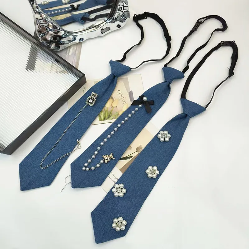 New Denim Arrow Tie for Boy Girl Neutral Trendy Medium Width